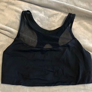 Black lulu mesh sports bra